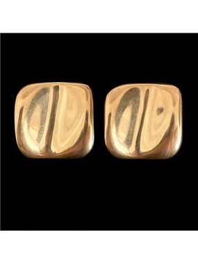 Gold-Tone Square Sculpted Clip Earrings - Women Jewelry